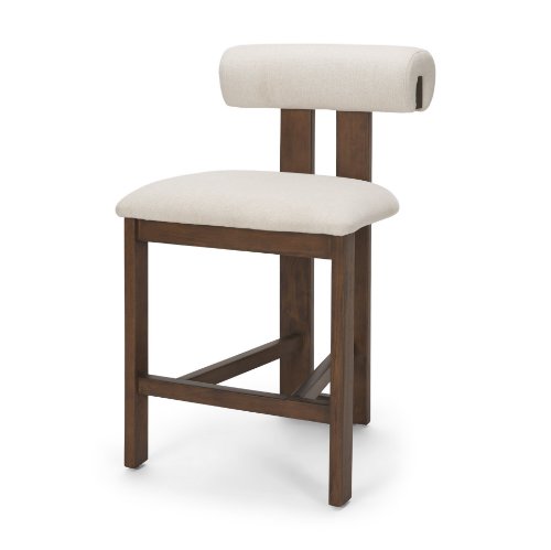 71771 - Tribeca Curve Open Back Cream Fabric Tripod Frame Counter Stool