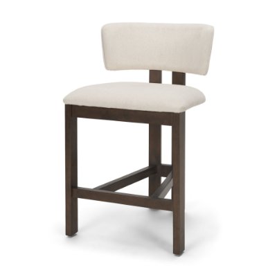 71774 - Soho Curved Open Back Cream Chenille Tripod Frame Counter Stool