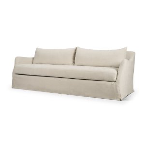 Ellington Slipcovered Slope Arm Sofa | 3 Seater | Cream Fabric