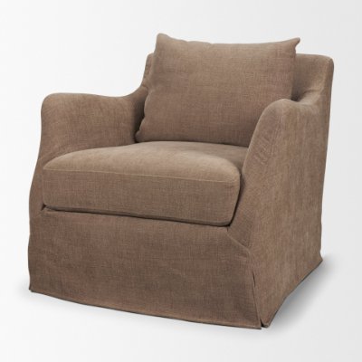 71780 - Ellington Slipcovered Slope Arm Accent Chair | 3 Seater | Stonewashed Latte Fabric