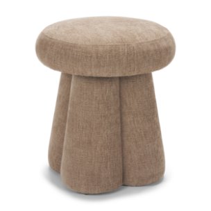 Oona Upholstered Ottoman | Stonewashed Latte Fabric | 3 Legs