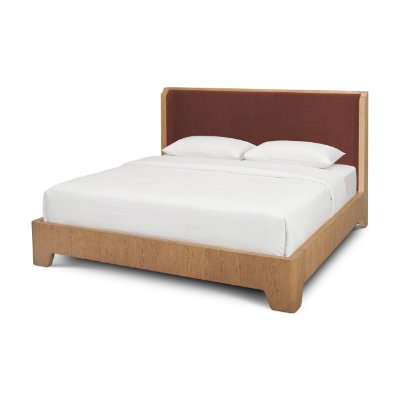 71742-ABC - Holden Upholstered King Bed | Shelter Headboard | Burgundy Performance Fabric