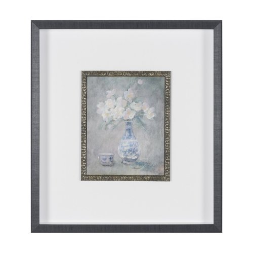 16308 - Dynasty Bloom III by Mercana Studio Hand-Embellished Textured Framed Artwork Matted under Glass