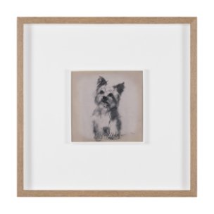 White Scottie by Mercana Studio Hand-Embellished Framed Artwork Matted under Glass