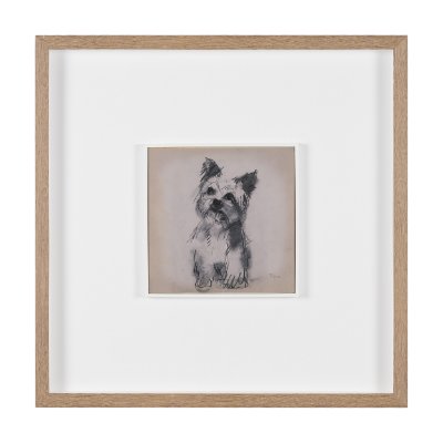 16324 - White Scottie by Mercana Studio Hand-Embellished Framed Artwork Matted under Glass