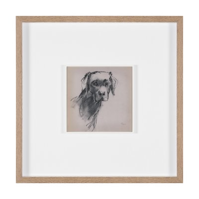 16329 - Black Lab by Mercana Studio Hand-Embellished Framed Artwork Matted under Glass