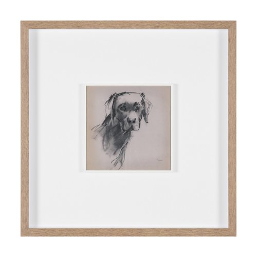 16329 - Black Lab by Mercana Studio Hand-Embellished Framed Artwork Matted under Glass