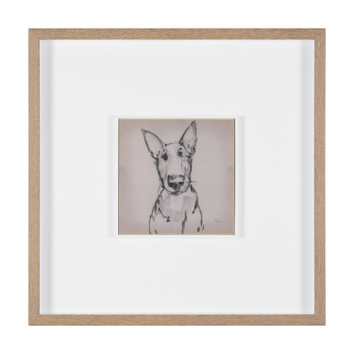 16331 - English Bull Terrier by Mercana Studio Hand-Embellished Framed Artwork Matted under Glass