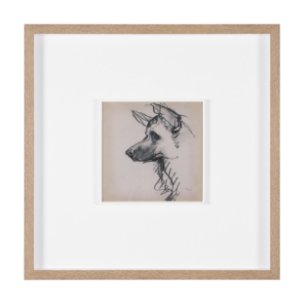 German Shepherd by Mercana Studio Hand-Embellished Framed Artwork Matted under Glass