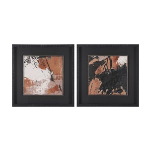 Tones of Sienna II (Set of 2) by Mercana Studio Hand-Embellished Framed Artwork Matted under Glass
