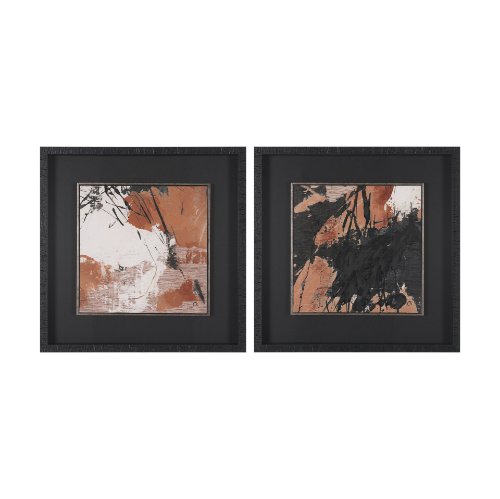 16340 - Tones of Sienna II (Set of 2) by Mercana Studio Hand-Embellished Framed Artwork Matted under Glass