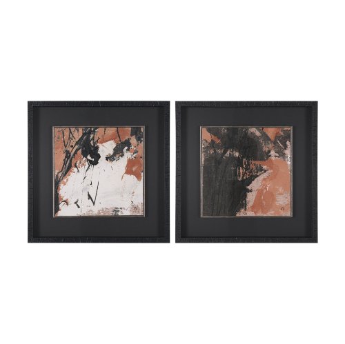 16341 - Tones of Sienna III (Set of 2)  by Mercana Studio Hand-Embellished Framed Artwork Matted under Glass
