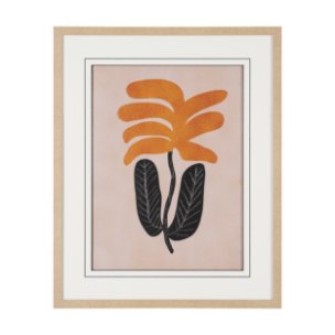 Abstract Golden Plant by Sharyn Bursic Hand-Embellished Textured Framed Artwork Matted under Glass