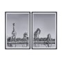 16349 - Thirsty Savanna Giraffes(Set of 2) by Jun Zuo Hand-Embellished Framed Photo Print Matted under Glass