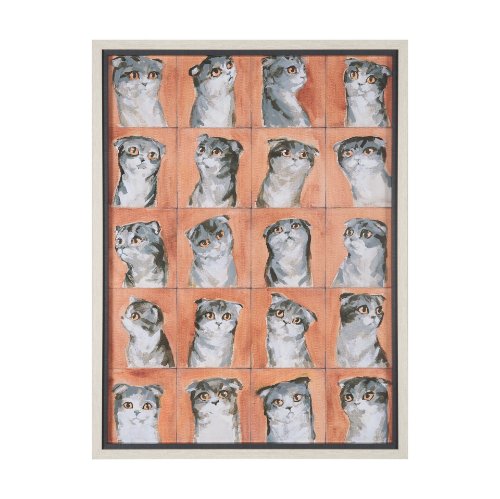 16351 - A Cats Many Faces by Mercana Studio Hand-Embellished Framed Artwork Matted under Glass