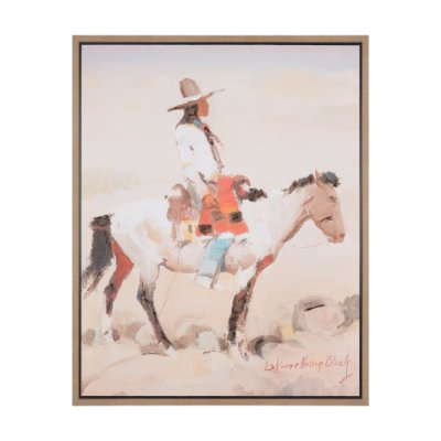 102861-FL - Indian Rider by LaVerne Nelson Black Hand-Embellished Textured Framed Canvas Artwork