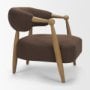 71504 - Lewis Mocha Fabric w/ Brown Wood Open Back Accent Chair