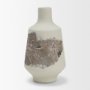 71519 - Velo 11.8H White w/Green Hand-Painted Terracotta Decorative Vase