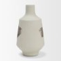 71519 - Velo 11.8H White w/Green Hand-Painted Terracotta Decorative Vase