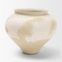 71520 - Velo Cream w/White Hand-Painted Terracotta Decorative Vase