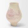 71521 - Velo Cream w/Blush Pink Hand-Painted Terracotta Decorative Vase