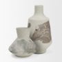 71523 - Velo 8.1H White w/Green Hand-Painted Terracotta Decorative Vase