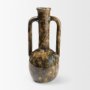 71610 - Aven Mottled Brown Glazed Ceramic Tall Neck Decorative Vase w/ Handles