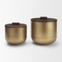71631 - Voss Brass Metal w/ Dark Brown Lid Canister Set