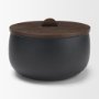 71638 - Voss Black Metal w/ Dark Wood Lid Canister