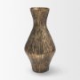 71651 - Patine Antiqued Brass Metal Fluted Hourglass Decorative Vase