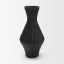 71652 - Patine Matte Black Metal Fluted Hourglass Decorative Vase