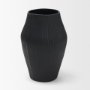 71654 - Patine Wide Matte Black Metal Fluted Decorative Vase