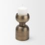 71656 - Pelar Small Antiqued Brass Stacked Pillar Candle Holder