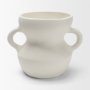 71665 - Mika Wide White Ceramic Vase w/ Handles