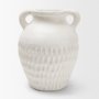 71666 - Basma White Scale Textured Ceramic Vase w/ Handles