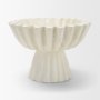 71673 - Camelia Fluted White Paper Mache Pedastal Centerpiece Bowl