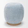 71738 - Siren French Blue Fabric w/ Brown Ash Wood Round Accent Stool