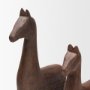 71581 - Farasi Medium Brown Wood Carved Horse Object (Set of 2)