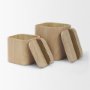 71604 - Benton White-Washed Wood w/ Brass Handle Decorative Box Set