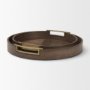 71609 - Langford Round Dark Brown Walnut Wood w/ Brass Handles Decorative Tray Set