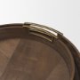 71609 - Langford Round Dark Brown Walnut Wood w/ Brass Handles Decorative Tray Set