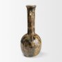 71610 - Aven Mottled Brown Glazed Ceramic Tall Neck Decorative Vase w/ Handles