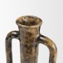 71610 - Aven Mottled Brown Glazed Ceramic Tall Neck Decorative Vase w/ Handles