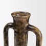 71610 - Aven Mottled Brown Glazed Ceramic Tall Neck Decorative Vase w/ Handles