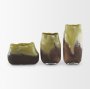 71620 - Tulano Low Green and Brown Glass Vase