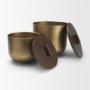 71631 - Voss Brass Metal w/ Dark Brown Lid Canister Set