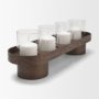 71637 - Plinth White-Washed Wood w/ Glass Candle Holder