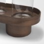71637 - Plinth White-Washed Wood w/ Glass Candle Holder