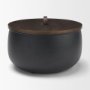 71638 - Voss Black Metal w/ Dark Wood Lid Canister