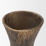71651 - Patine Antiqued Brass Metal Fluted Hourglass Decorative Vase